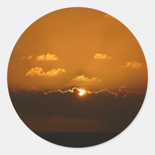 Sun Behind Clouds I Orange Sunset Photo ラウンドシール (正面)