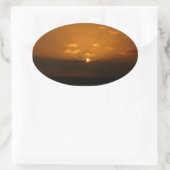 Sun Behind Clouds I Orange Sunset Photo 楕円形シール (バッグ)