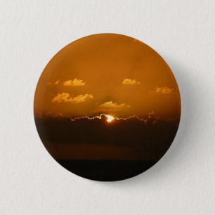 Sun Behind Clouds I Orange Sunset Photo 缶バッジ