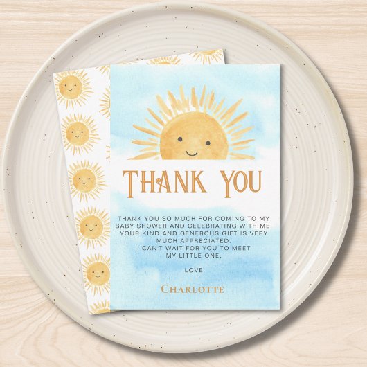 Sun Blue Sky Baby Shower Thank You サンキューカード