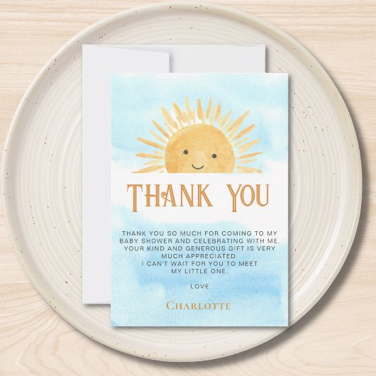 Sun Blue Sky Baby Shower Thank You サンキューカード
