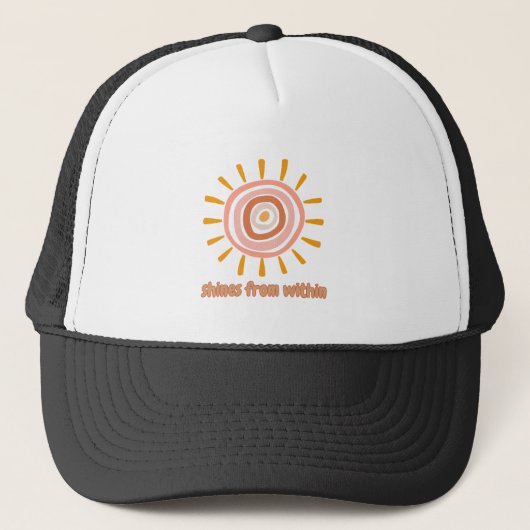 Sun Boho Art: "Shine from within" quote for self-e キャップ (正面)