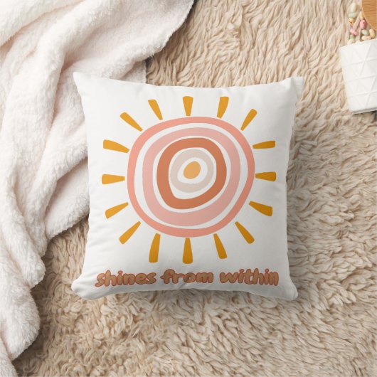 Sun Boho Art: "Shine from within" quote for self-e クッション (ブランケット)