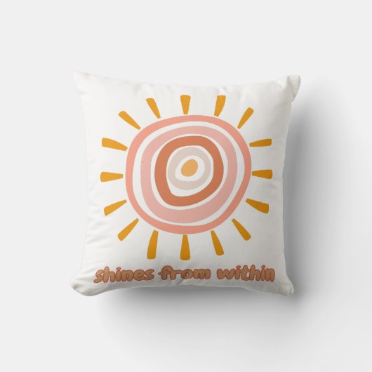 Sun Boho Art: "Shine from within" quote for self-e クッション (正面)