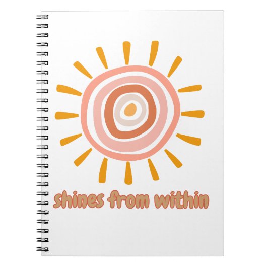 Sun Boho Art: "Shine from within" quote for self-e ノートブック (正面)