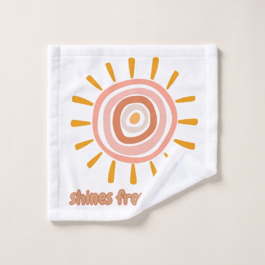 Sun Boho Art: "Shine from within" quote for self-e バスタオルセット (ウォッシュタオル)