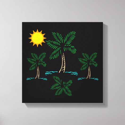 Sun Canvas Artを使用したヤシの木 キャンバスプリント (正面)
