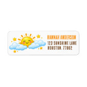 Sun & Clouds Baby Shower Return Address Label ラベル (正面)