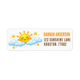 Sun & Clouds Baby Shower Return Address Label ラベル