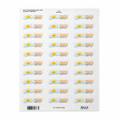 Sun & Clouds Baby Shower Return Address Label ラベル (フルシート)