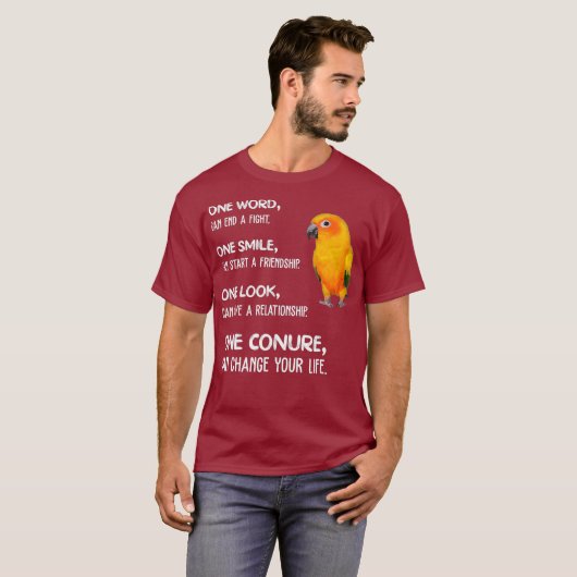 Sun Conure Shirt One Conure Parrot Bird Change Tシャツ (正面フル)