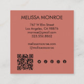 Sun Cute 白熱［赤熱］光を放つ Social魅力的 Media QRコード スクエア名刺 (裏面)