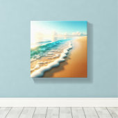 Sun-Drenched Golden Beach with Thick White Seafoam キャンバスプリント (インサイチュ (ウッドフロア))