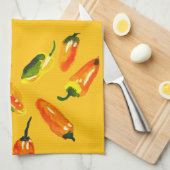 Sun-Drenched Peppers Kitchen Towels キッチンタオル (四つ折り)