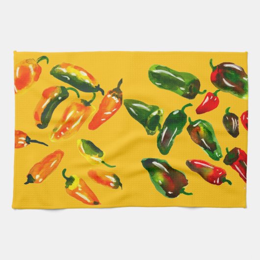 Sun-Drenched Peppers Kitchen Towels キッチンタオル (横)