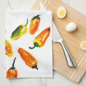 Sun-Drenched Peppers Watercolor Botanical Kitchen  キッチンタオル (四つ折り)