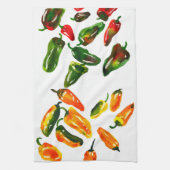 Sun-Drenched Peppers Watercolor Botanical Kitchen  キッチンタオル (縦)