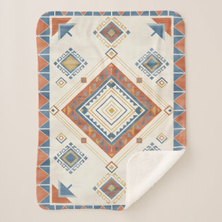 Sun-Drenched Terracotta and Blue Desert Kilim シェルパブランケット