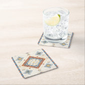 Sun-Drenched Terracotta and Blue Desert Kilim スクエアペーパーコースター (インサイチュ)