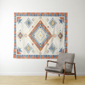 Sun-Drenched Terracotta and Blue Desert Kilim タペストリー (インサイチュ(横))