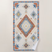 Sun-Drenched Terracotta and Blue Desert Kilim ビーチタオル (正面)