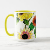 Sun-Drenched Watercolor Sunflower Art Mug マグカップ (左)
