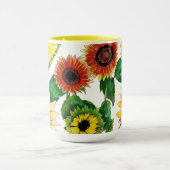 Sun-Drenched Watercolor Sunflower Art Mug マグカップ (中央)