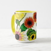 Sun-Drenched Watercolor Sunflower Art Mug マグカップ (正面左)