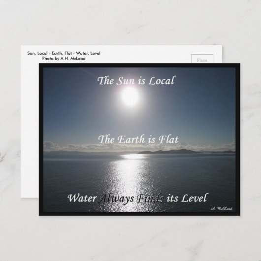 Sun Earth水はがき – FLat Earthミーム ポストカード (正面/裏面)
