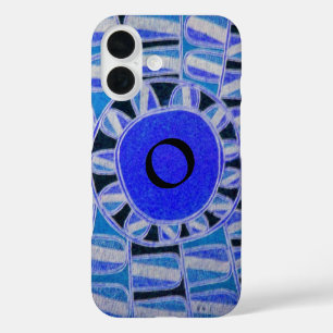 SUN ENERGY 太陽の MONOGRAMブルーホワイトブラック iPhone 16ケース