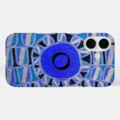 SUN ENERGY 太陽の MONOGRAMブルーホワイトブラック Case-Mate iPhoneケース (裏面 (横))