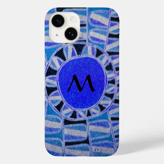SUN ENERGY 太陽の MONOGRAMブルーホワイトブラック Case-Mate iPhoneケース (裏面)