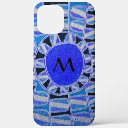 SUN ENERGY 太陽の MONOGRAMブルーホワイトブラック Case-Mate iPhoneケース (裏面)