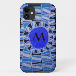 SUN ENERGY 太陽の MONOGRAMブルーホワイトブラック iPhone 11 ケース