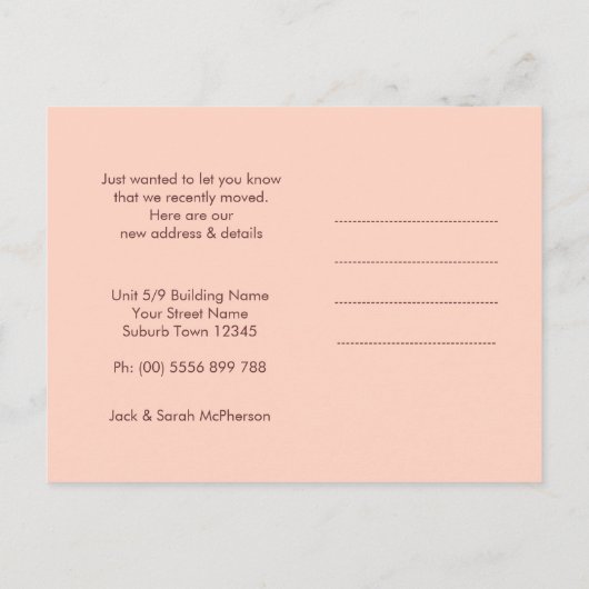 Sun Energy Moving House新しい住所はがき 案内ポストカード (裏面)