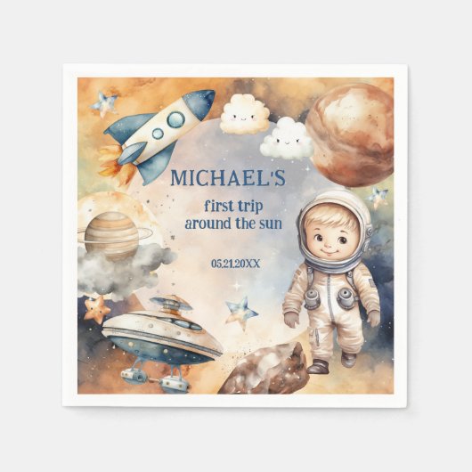 Sun First Trip のまわりに the Sun Photo 1st Birthday スタンダードカクテルナプキン (正面)