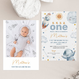 Sun First Trip のまわりに the Sun Photo 1st Birthday 招待状