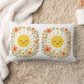 Sun & Floral Frame Decorative Pillow ランバークッション (ブランケット)