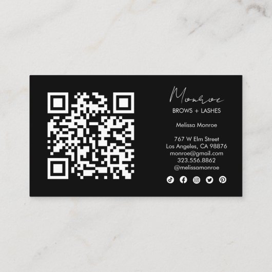 Sun & Flower Boho Line Art QRソーシャルエレガントアイコン 名刺 (裏面)