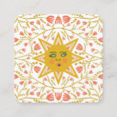 Sun & Floweringつる植物エレガントBoho QRコード スクエア名刺 (正面)