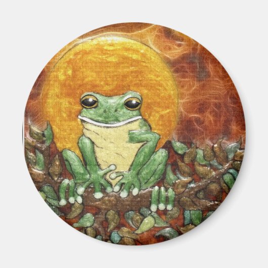 Sun Frog Tree-Frog Art Magnet マグネット (正面)