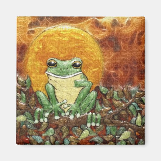 Sun Frog Tree-Frog Art Magnet マグネット (正面)