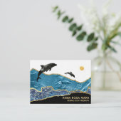 *～* Sun GlamビーチDolfins金ゴールドグリッターティール（緑がかった色） 名刺 (スタンド正面)