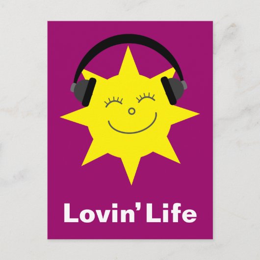 Sun & headphones Lovin'ライフポストカード ポストカード (正面)