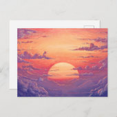 Sun Horizon - Vibrant Painterly Illustration Style ポストカード (正面/裏面)
