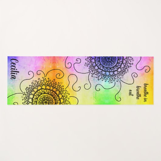 sun mandala breathe in breathe out ヨガマット (正面(横))