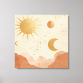 Sun Moon and Stars Wall Art – Celestial Boho Decor キャンバスプリント (正面)