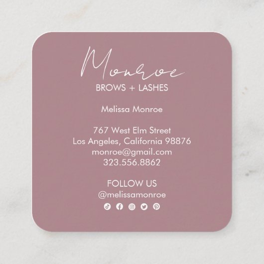 Sun & Moon Boho Lineアートソーシャルメディエレガントアアイコン スクエア名刺 (裏面)