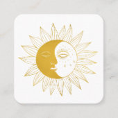 Sun & Moon Boho Lineアート金ゴールドソーシャルエレガントアイコン スクエア名刺 (正面)