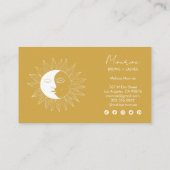 Sun & Moon Boho Lineアート金ゴールドソーシャルエレガントアイコン 名刺 (裏面)